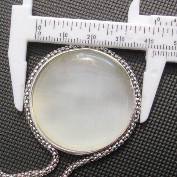 Grey Cat's Eye/Moonstone Cabochon Necklace, Rope chain, adjustable, Lariet - Picture 13 of 14